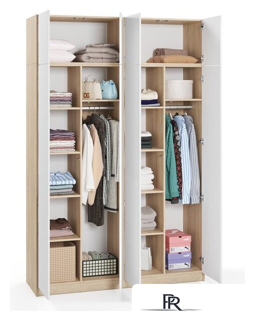 Шкаф распашной Soma Lord Lite 4-х створчатый 160x240 (дуб сонома/белый) - Изображение №2 — Интернет-магазин ПроЗаказ