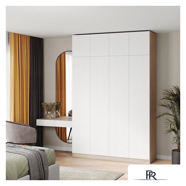 Шкаф распашной Soma Lord Lite 4-х створчатый 160x240 (дуб сонома/белый) - Изображение №4 — Интернет-магазин ПроЗаказ