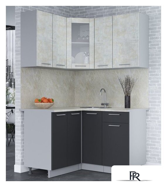 Готовая кухня Интерлиния Мила 12x13 (бетон лайт-антрацит-опал светлый) - Изображение №2 — Интернет-магазин ПроЗаказ