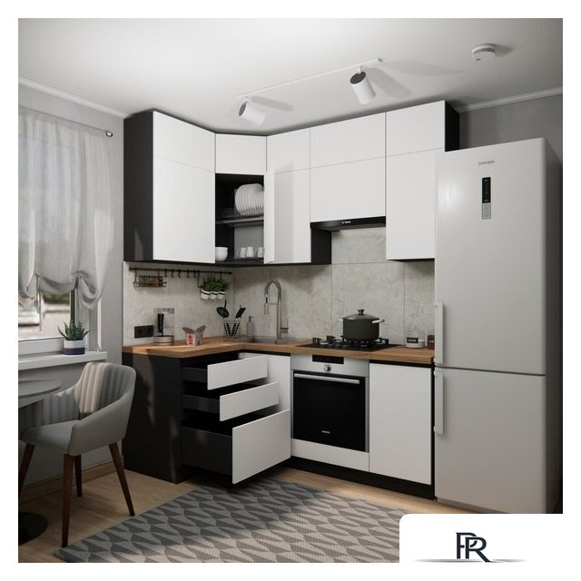 Готовая кухня ВерсоМебель Эко Премиум 1.2x2.0 левая (белый фасадный/ст. дуб вотан) - Изображение №5 — Интернет-магазин ПроЗаказ