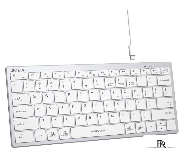Клавиатура A4Tech Fstyler FBX51C (серебристый/белый) - Изображение №4 — Интернет-магазин ПроЗаказ