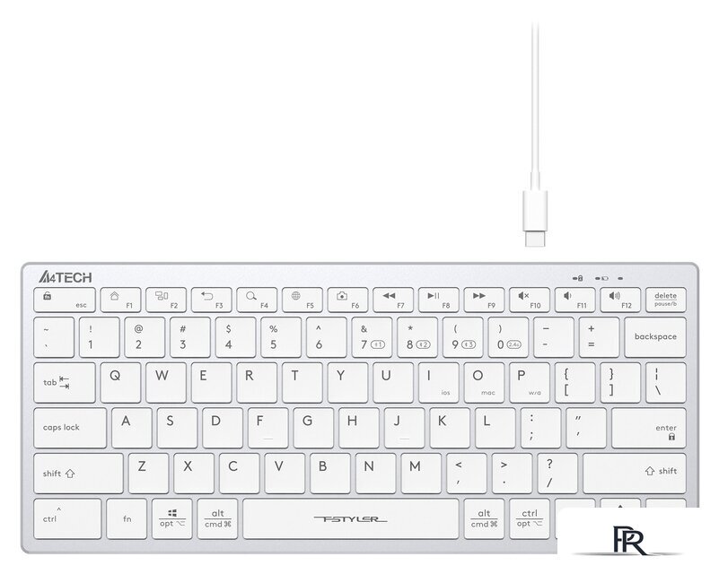 Клавиатура A4Tech Fstyler FBX51C (серебристый/белый) - Изображение №2 — Интернет-магазин ПроЗаказ