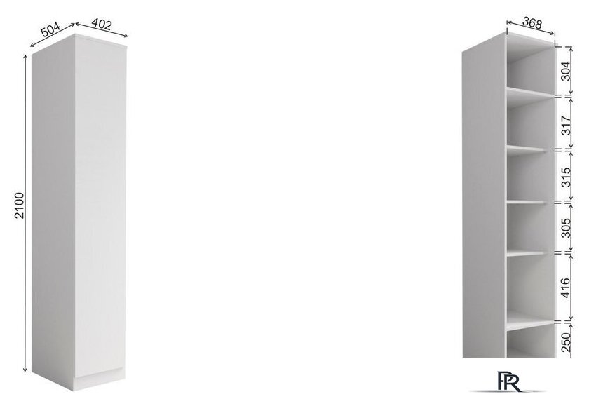 Шкаф-пенал ДСВ Мори МШ 400.1 (графит) - Изображение №2 — Интернет-магазин ПроЗаказ