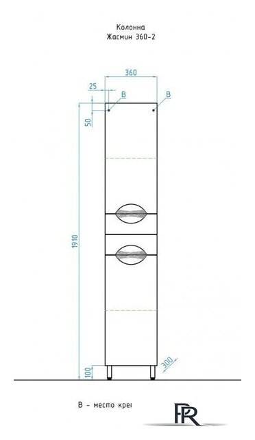  Style Line Шкаф-пенал Жасмин 36 2 ящика - Изображение №9 — Интернет-магазин ПроЗаказ