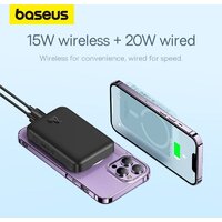 Внешний аккумулятор Baseus Magnetic Mini Air Wireless Fast Charge Power Bank 20W 10000mAh (черный) - Превью изображения №13 — Интернет-магазин ПроЗаказ