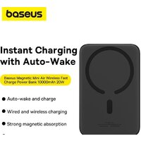 Внешний аккумулятор Baseus Magnetic Mini Air Wireless Fast Charge Power Bank 20W 10000mAh (черный) - Превью изображения №10 — Интернет-магазин ПроЗаказ