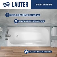 Ванна Lauter Regina 2101418 180x80 с сифоном 21Y32001 (матовый черный) - Превью изображения №3 — Интернет-магазин ПроЗаказ