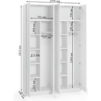 Шкаф распашной Soma Lord Lite 4-х створчатый 160x240 (белый) - Превью изображения №3 — Интернет-магазин ПроЗаказ