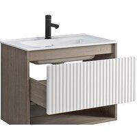  Belux Тумба под умывальник Долли НП 70-01 (177, белый глянцевый/дуб денвер) - Превью изображения №2 — Интернет-магазин ПроЗаказ