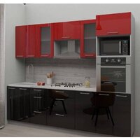 Готовая кухня Интерлиния Мила Gloss 2.8 (красный-черный) - Превью изображения №4 — Интернет-магазин ПроЗаказ