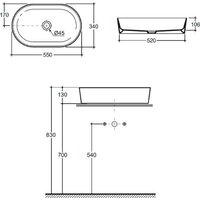 Умывальник Керамин Арена 55 ФС (белый фаянс) - Превью изображения №3 — Интернет-магазин ПроЗаказ