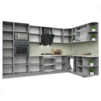 Готовая кухня Интерлиния Мила Пластик 1.88x3.4 правая (черный/белый глянец/опал светлый) - Превью изображения №2 — Интернет-магазин ПроЗаказ