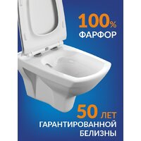 Унитаз подвесной Cersanit Carina New Clean On с инстал. Link Pro (с кнопкой Twins 63534 черный/золото) - Превью изображения №6 — Интернет-магазин ПроЗаказ