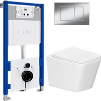 Унитаз подвесной Lauter Square 214903 с кнопкой 219701J (прямоугольная, хром) - Превью изображения №2 — Интернет-магазин ПроЗаказ