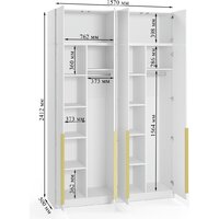 Шкаф распашной Soma Lord Gold 4-х створчатый 160x240 (белый) - Превью изображения №6 — Интернет-магазин ПроЗаказ