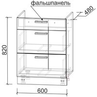 Шкаф напольный Интерлиния Компо НШ60ВП (бетон портленд) - Превью изображения №2 — Интернет-магазин ПроЗаказ