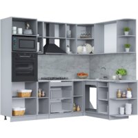 Готовая кухня Интерлиния Мила Лайт 1.68x2.4 правая (белый платинум/бетон портленд/белый гранит) - Превью изображения №2 — Интернет-магазин ПроЗаказ