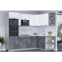 Готовая кухня Интерлиния Мила Лайт 1.68x2.4 правая (белый платинум/бетон портленд/белый гранит) - Превью изображения №3 — Интернет-магазин ПроЗаказ