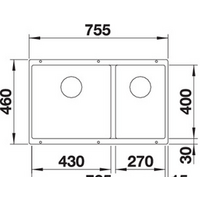 Кухонная мойка Blanco Subline 430/270-U (темная скала) 523152 - Превью изображения №2 — Интернет-магазин ПроЗаказ