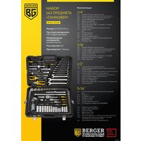 Универсальный набор инструментов Berger BG163-121438 (163 предмета) - Превью изображения №8 — Интернет-магазин ПроЗаказ