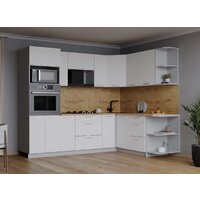 Готовая кухня Интерлиния Мила Лайт 1.68x2.4 правая (белый платинум/белый платинум/дуб бунратти) - Превью изображения №5 — Интернет-магазин ПроЗаказ