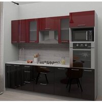 Готовая кухня Интерлиния Мила Gloss 2.8 (бордовый-черный) - Превью изображения №4 — Интернет-магазин ПроЗаказ