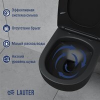 Унитаз подвесной Lauter с инсталляцией Sulzdorf с микролифтом и кнопкой смыва 219704HD (белый/черный) - Превью изображения №6 — Интернет-магазин ПроЗаказ