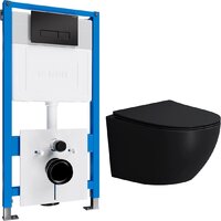 Унитаз подвесной Lauter с инсталляцией Sulzdorf с микролифтом и кнопкой смыва 219704HD (белый/черный) - Превью изображения №2 — Интернет-магазин ПроЗаказ