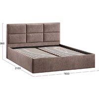 Кровать Трия Стелла Тип 1 c ПМ и заглушиной 160x200 (микровелюр Wellmart Latte) - Превью изображения №4 — Интернет-магазин ПроЗаказ
