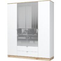 Стендмебель Юкки ШК 2Я 1800 4х створчатый с зеркалом (белый/дуб делано)