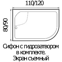 Душевой поддон Wemor 110/80/44 R (асимметричный) - Превью изображения №3 — Интернет-магазин ПроЗаказ