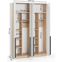 Шкаф распашной Soma Lord Black 4-х створчатый 160x240 (дуб сонома/белый) - Превью изображения №6 — Интернет-магазин ПроЗаказ