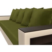 Диван Лига диванов Дубай Лайт полки справа 114327 (микровельвет зеленый/экокожа бежевый) - Превью изображения №5 — Интернет-магазин ПроЗаказ