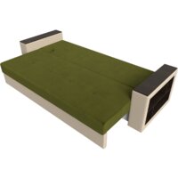 Диван Лига диванов Дубай Лайт полки справа 114327 (микровельвет зеленый/экокожа бежевый) - Превью изображения №7 — Интернет-магазин ПроЗаказ