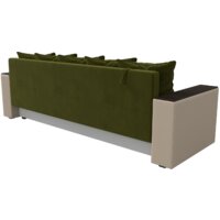 Диван Лига диванов Дубай Лайт полки справа 114327 (микровельвет зеленый/экокожа бежевый) - Превью изображения №8 — Интернет-магазин ПроЗаказ