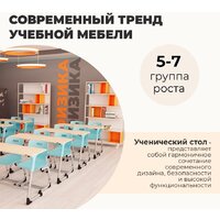 Ученический стол Sheffilton SHT-T-TN27 г5-7 (одн. береза/алюминиевый металлик/мятный) - Превью изображения №10 — Интернет-магазин ПроЗаказ