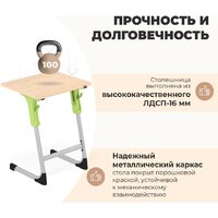 Ученический стол Sheffilton SHT-T-TN27 г5-7 (одн. береза/алюминиевый металлик/мятный) - Превью изображения №8 — Интернет-магазин ПроЗаказ