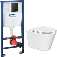 Унитаз подвесной Lauter Longer 2110822 + GROHE Solido 38811KF0 с кнопкой (прямоугольная, черный) - Превью изображения №2 — Интернет-магазин ПроЗаказ