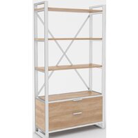 Стеллаж Hype Mebel Стандарт Люкс 80x200 (белый/дуб галифакс натуральный) - Превью изображения №1 — Интернет-магазин ПроЗаказ