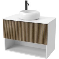 ЗОВ Тумба под умывальник Кито-2 2K80LW0MRMC-LDSPW (белый/тростник)