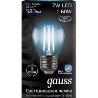 Светодиодная лампочка Gauss LED Filament Globe E27 7 Вт 4100 К 105802207 - Превью изображения №2 — Интернет-магазин ПроЗаказ