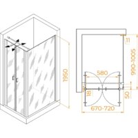 Душевой уголок RGW PA-144B (PA-104B+Z-050-2B+O-104B) 060814470-014 70x100 (черный/прозрачное стекло) - Превью изображения №2 — Интернет-магазин ПроЗаказ