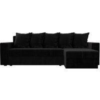 Угловой диван Лига диванов Дубай лайт правый 114153 (велюр черный) - Превью изображения №3 — Интернет-магазин ПроЗаказ