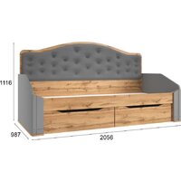 Кровать-тахта Modula Карпин INV01KM-2S-2056/987/1116(06) (серый/дуб натюрель/серый ткань) - Превью изображения №5 — Интернет-магазин ПроЗаказ