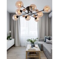 Люстра средней высоты Mirastyle MH-1491B/8 BK+WOOD - Превью изображения №5 — Интернет-магазин ПроЗаказ