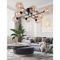 Люстра средней высоты Mirastyle MH-1491B/8 BK+WOOD - Превью изображения №8 — Интернет-магазин ПроЗаказ