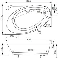 Ванна VagnerPlast Hapi 170x110 (правая) - Превью изображения №3 — Интернет-магазин ПроЗаказ
