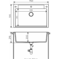 Кухонная мойка Polygran Argo-760 (песочный 302) - Превью изображения №2 — Интернет-магазин ПроЗаказ