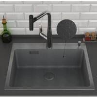 Кухонная мойка Roxen Snake 560220-60-BS PVD графит/текстурная поверхность (с коландером и дозатором) - Превью изображения №5 — Интернет-магазин ПроЗаказ