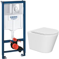 Унитаз подвесной Lauter Longer 2110822 + GROHE Rapid SL 38721001 с кнопкой (овальная, хром) - Превью изображения №2 — Интернет-магазин ПроЗаказ